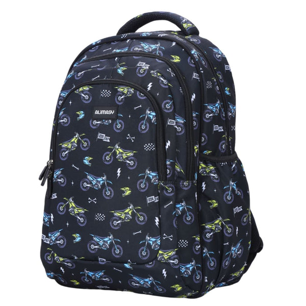 Alimasy Large School Backpack - Motorcross design - Best Backpacks NZ