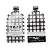 Swish Reusable Food Pouches - Black Checked Designs - Swish Eco Friendly Food Pouches NZ