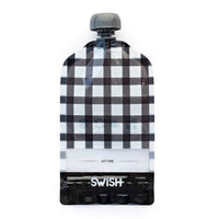 Swish Reusable Food Pouches - Black Checked Designs - Swish Eco Friendly Food Pouches NZ