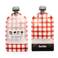 Swish Reusable Food Pouches - Red Checked Designs - Swish Eco Friendly Food Pouches NZ